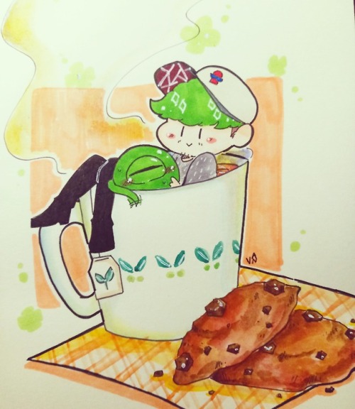 van-arts - Lil Chase enjoying his favorite tea and cookies...