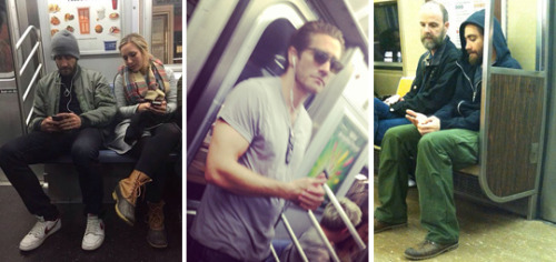 dailygyllenhaals - Jake Gyllenhaal riding the subway“Today I...