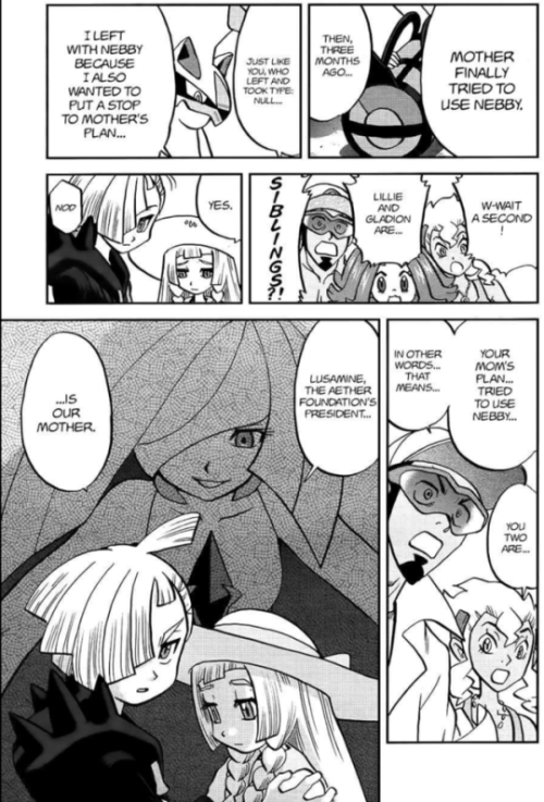 Reunion and reveal.Also, Gladion’s adorable smile at his sis.
