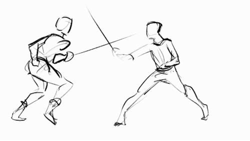 Some quick fencing key poses I sketched out