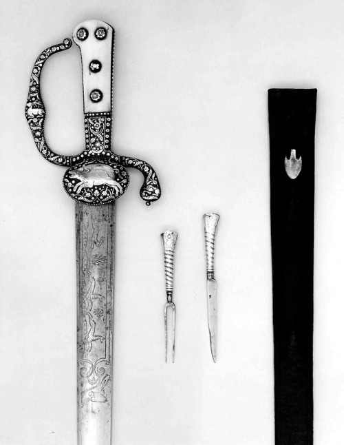 met-armsarmor - Hunting Sword with Scabbard, Knife, and Fork,...