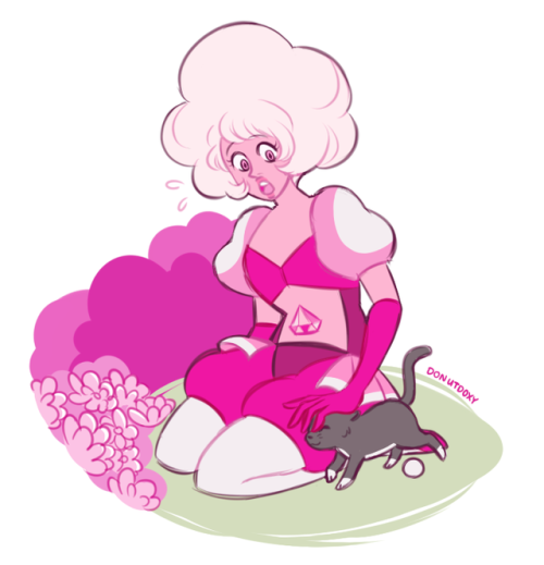 i thought it was cute so here is pink discovering her first cat