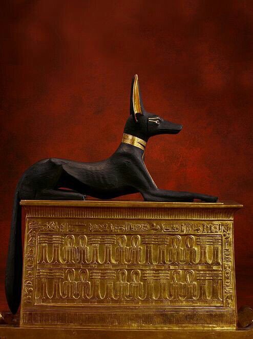 grandegyptianmuseum - Statue of the jackal god Anubis from the...