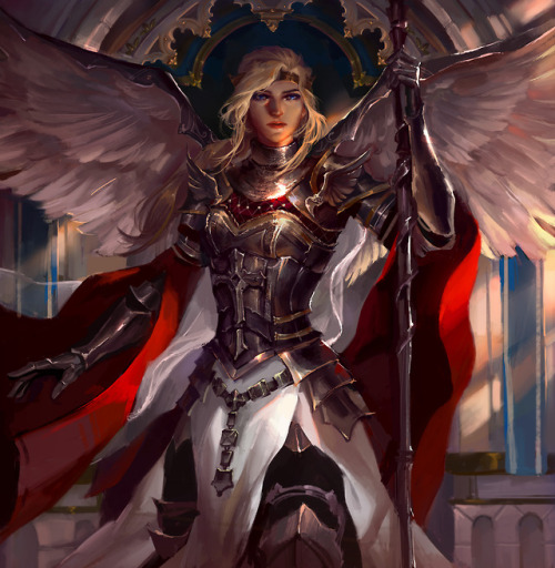 bluemist72:I decided to paint mercy in a medieval-crusader...