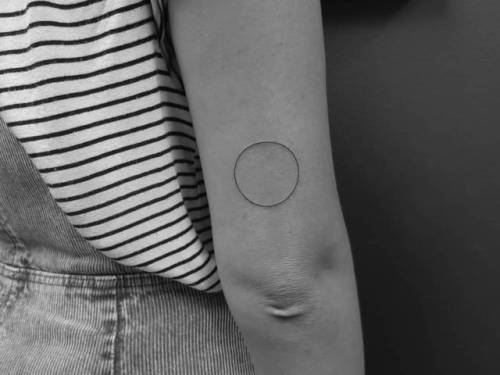 By Lily Gloria, done at Sayagata Tattoo, Melbourne.... geometric shape;small;lilygloria;circle;tricep;tiny;hand poked;ifttt;little;minimalist