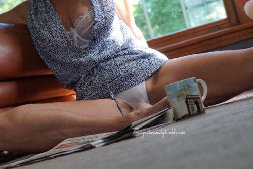 sexymaturelady - The morning paper and coffee.
