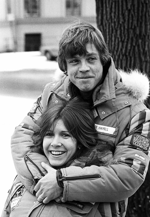 becketts - Mark Hamill and Carrie Fisher on location in Norway on...