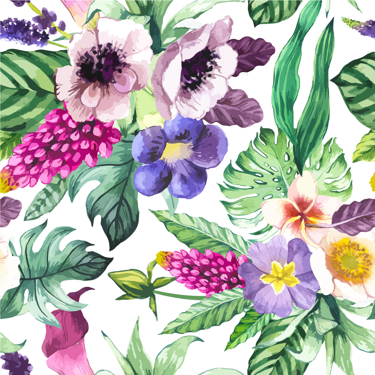 Download Mona Monash — Vector illustration with watercolor flowers....