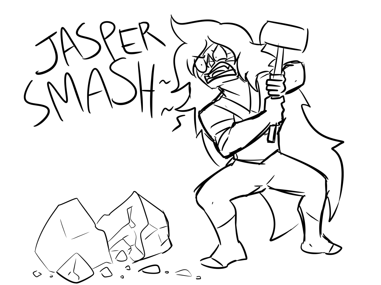 Anonymous said: Jasper with a huge hammer smashing a rock Answer: What did that rock ever do to you Jasper