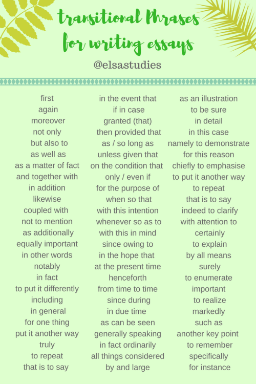 simplyelsa - Some useful transitional phrases I collated when...