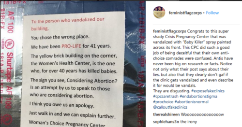 Oh, the irony. Fake women’s health centers deliberately...