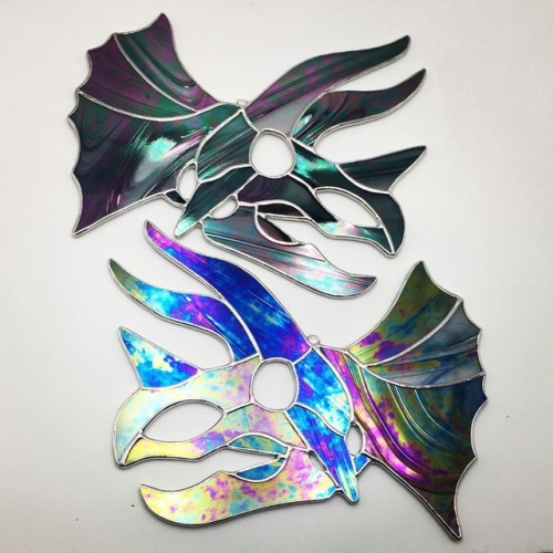 sosuperawesome - Stained Glass Dinosaur and Unicorn Skulls, by...