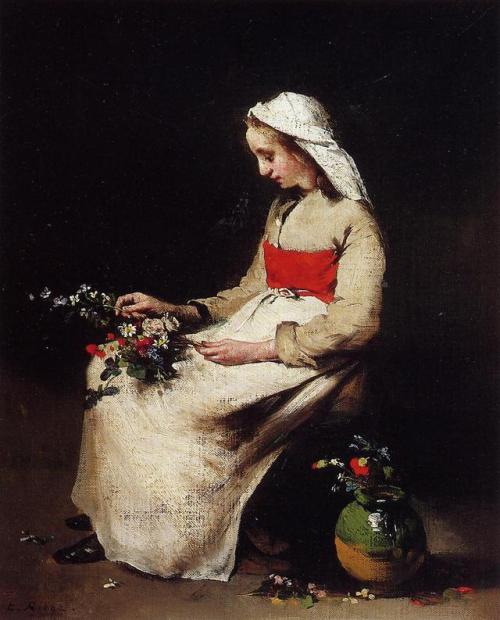 classic-art:Girl Arranging a Vase of FlowersThéodule-Augustin...