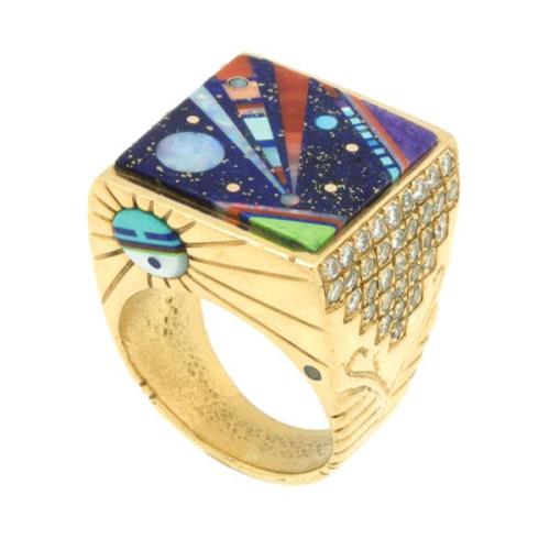 allaboutrings - 14k Gold Ring Set with Diamonds and Inlaid with...