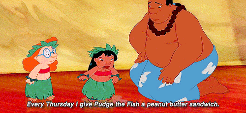 disneynetwork - Pudge the Fish with a peanut butter sandwich in...