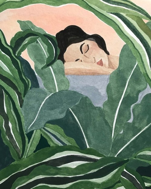 ohkiistudio - Another experiment - lady in bath with plants 