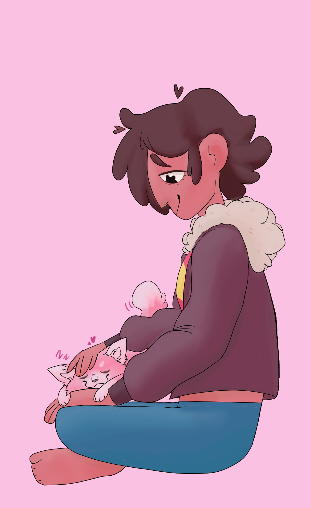 A little Stevonnie Doodle in an au where Steven saved a street cat with his powers and adopted him!