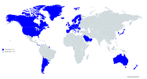 mapsontheweb - Countries with a GDP per capita above the...