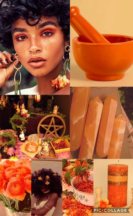 witchyaesx - Orange WOC Floral Witch Aesthetic 