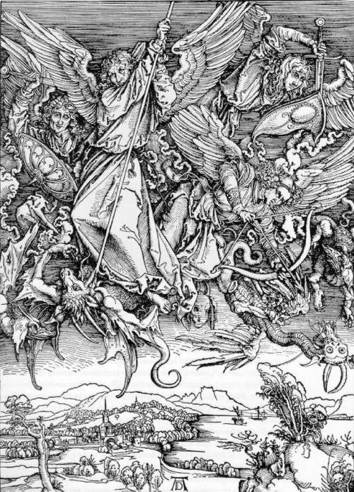 artist-durer:St Michael Fighting the Dragon, Albrecht...