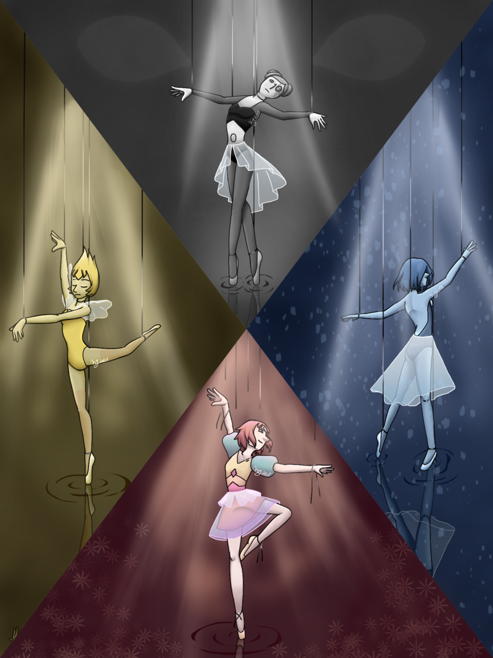 The newest episode of Steven Universe killed me, and I had to draw all four Pearls.