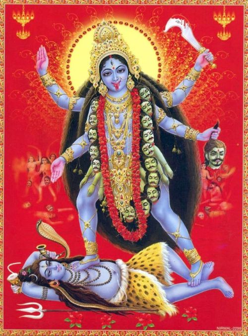 hinducosmos:Kali Astride ShivaVintage-style Devotional Print...