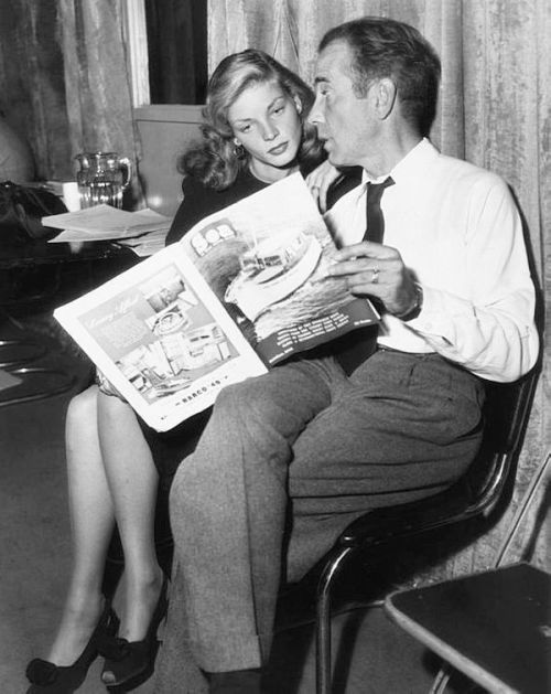 honey–rider:Newlyweds Lauren Bacall and Humphrey Bogart,...