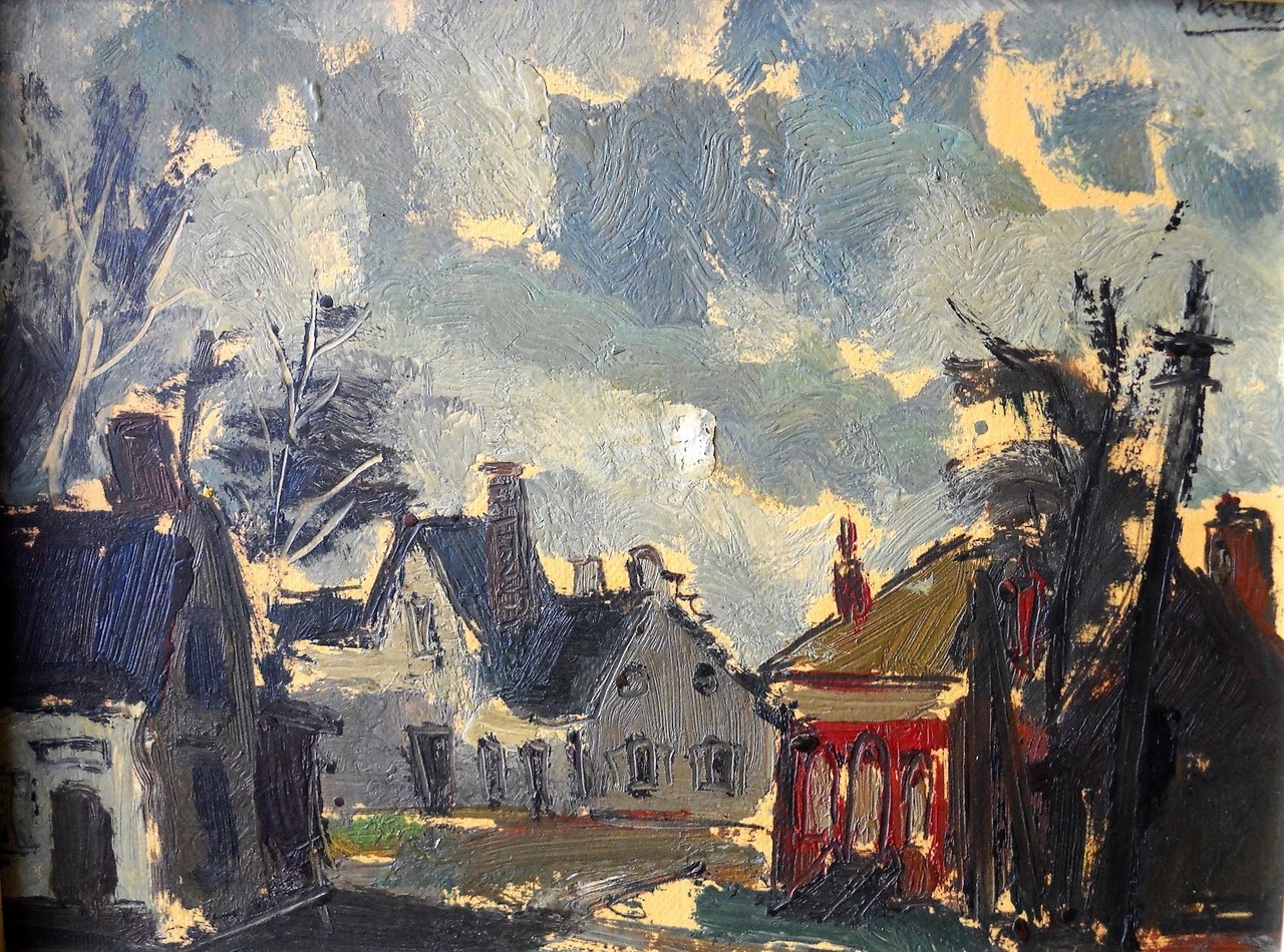 huariqueje:
â€œ Unknown , Village - Jack Godderis
Belgian, 1916-1971
Oil on paper, 29,5 x 42 cm.
â€