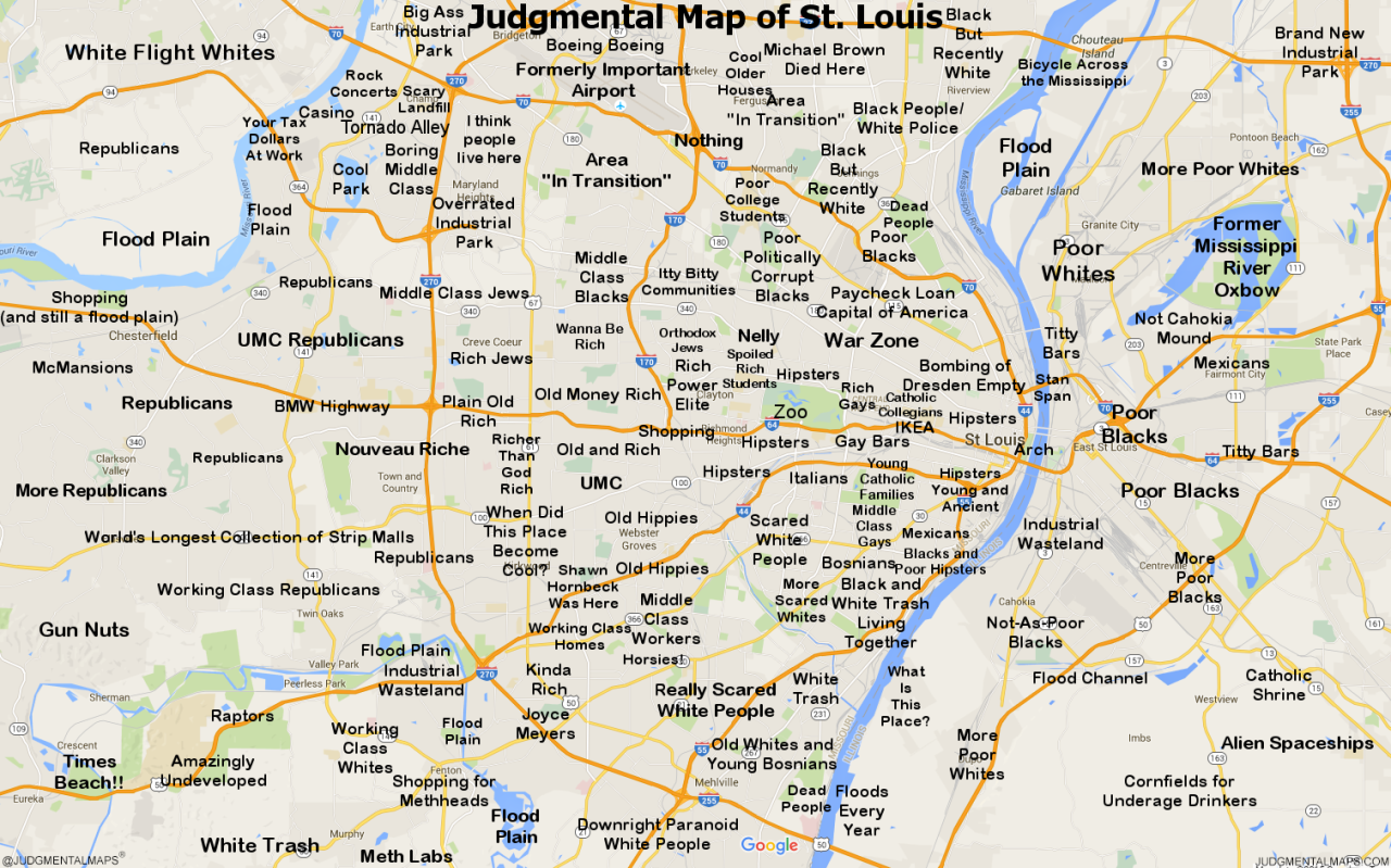 judgmentalmaps: St. Louis, MO by Steve K. Copr.... - Maps on the Web