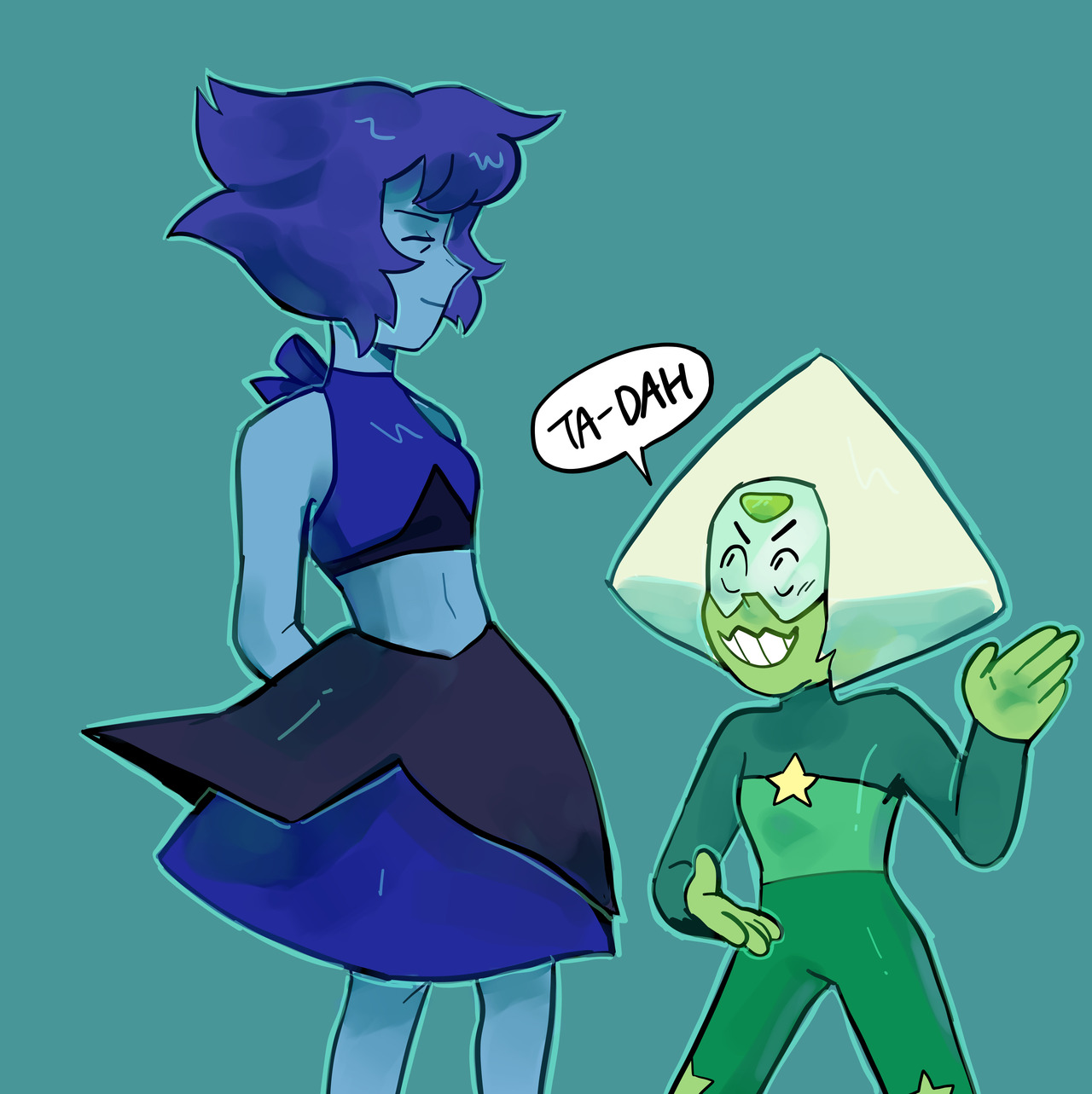 lapis wanted to be a bit subtle with the star placement, peridot………..; not so much
