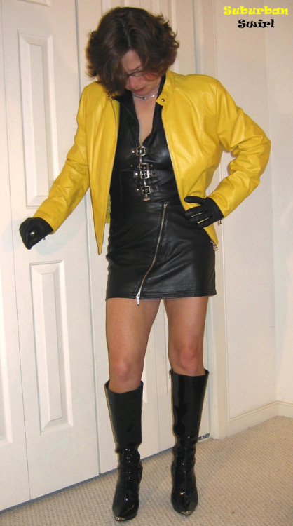 suburbanswirl:Yellow leather jacket by Danier, buckle leather...