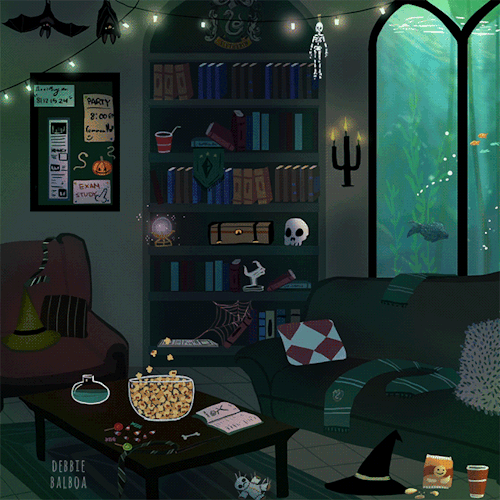 thegreatsnapescape - debbie-sketch - Hogwarts Houses common rooms...