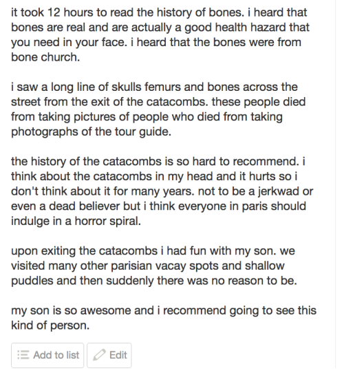 objectdreams - yelp review of the paris catacombswritten using a...