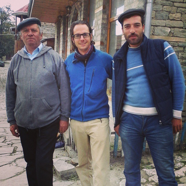 I stayed with a local family in Lahic and the man on the left is one of nicest people I’ve ever met. I have no idea who the guy on the right is. A local who wanted to be in the photo I suppose. #azerbaijan