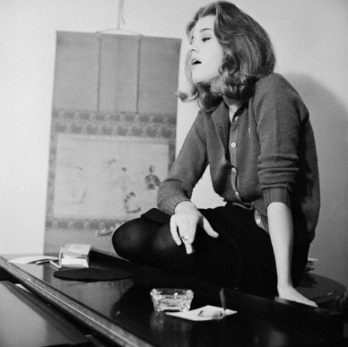 carmelasoprano - Jane Fonda smoking on top of a piano from Good...
