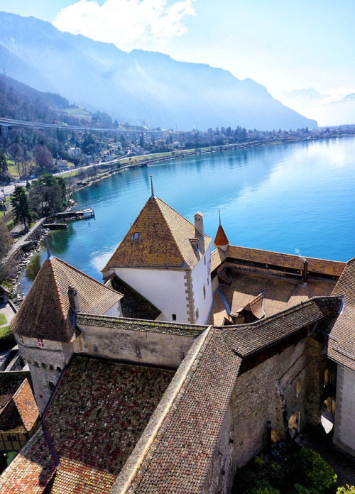 nashwales:Overlooking Chillon Castle — Veytaux, Switzerland