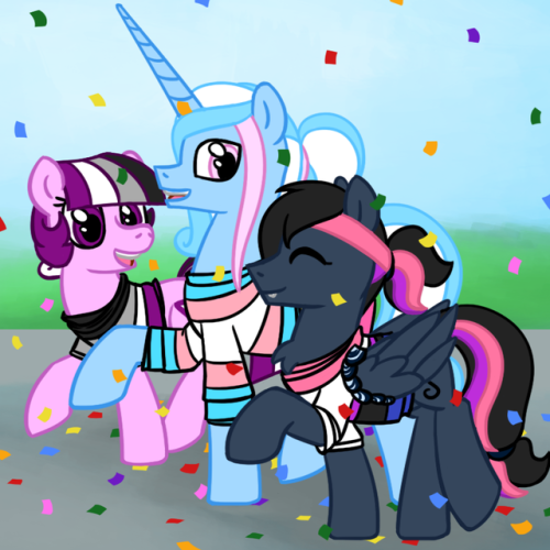 ask-acepony - They ended up wearing all three to the parade...