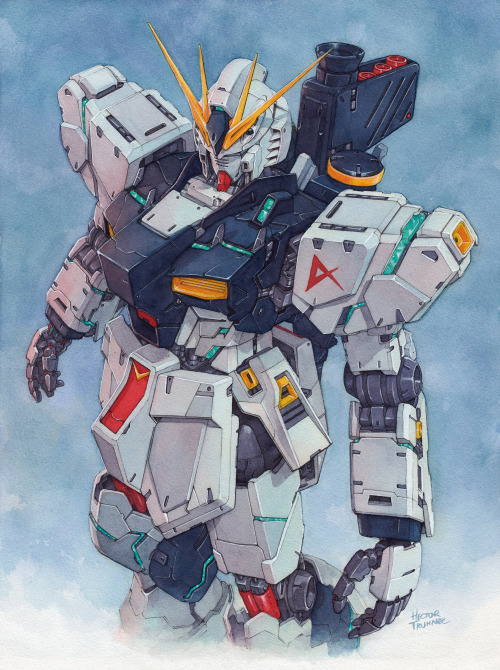 hectortrunnec - Nu Gundam watercolor illustrationPrints...