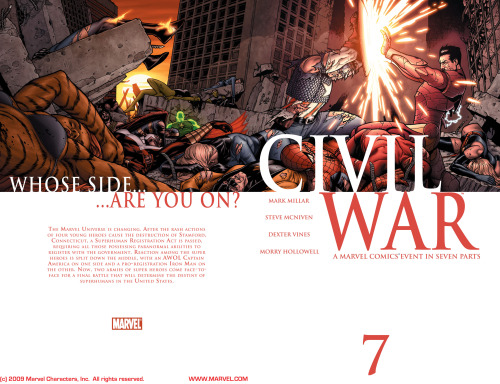 thebendisageofcomics:Civil War by Steve McNiven, Dexter Vines...