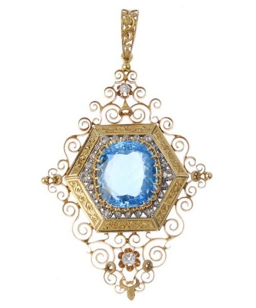 carolathhabsburg - A gold, diamond and blue topaz pendant. Late...