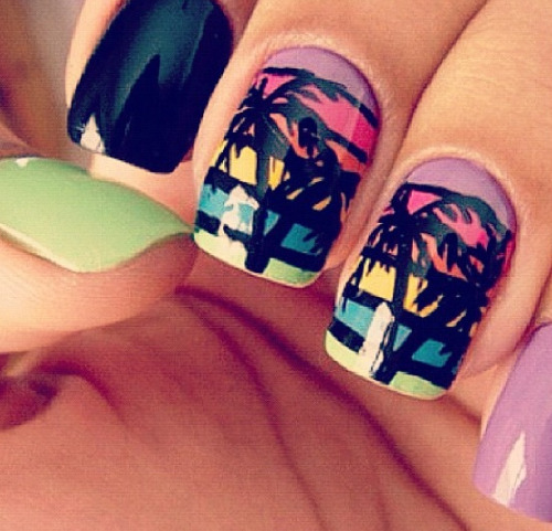 palm tree nails on Tumblr