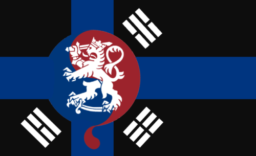 rvexillology:Memorial flag of the Finno-Korean Hyperwar from...