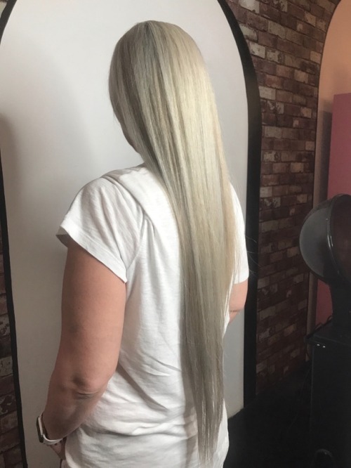 Amazing transformation by Jeanise!!!This platinum hair looks...