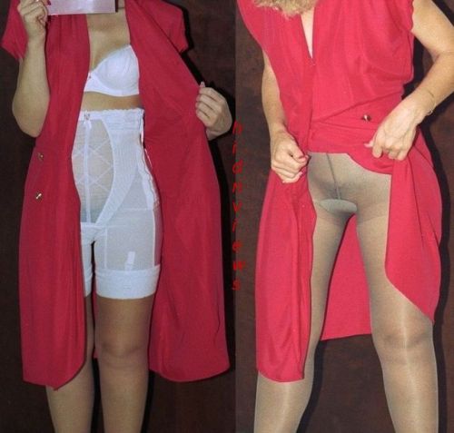 hidnviews:Same dress, girdle versus pantyhosemust say both get...