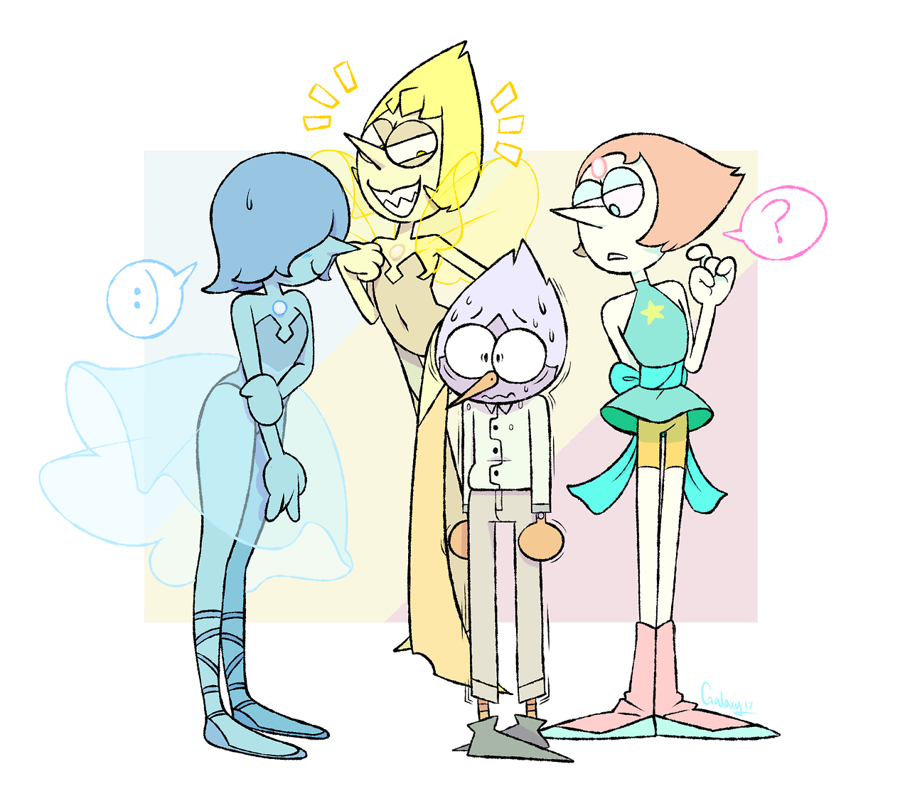 I know I’ve posted these pearls already, but they were actually a part of this larger picture. Everyone mistakes Pird from OK K.O. as a Pearl reference and I ended up drawing this in response