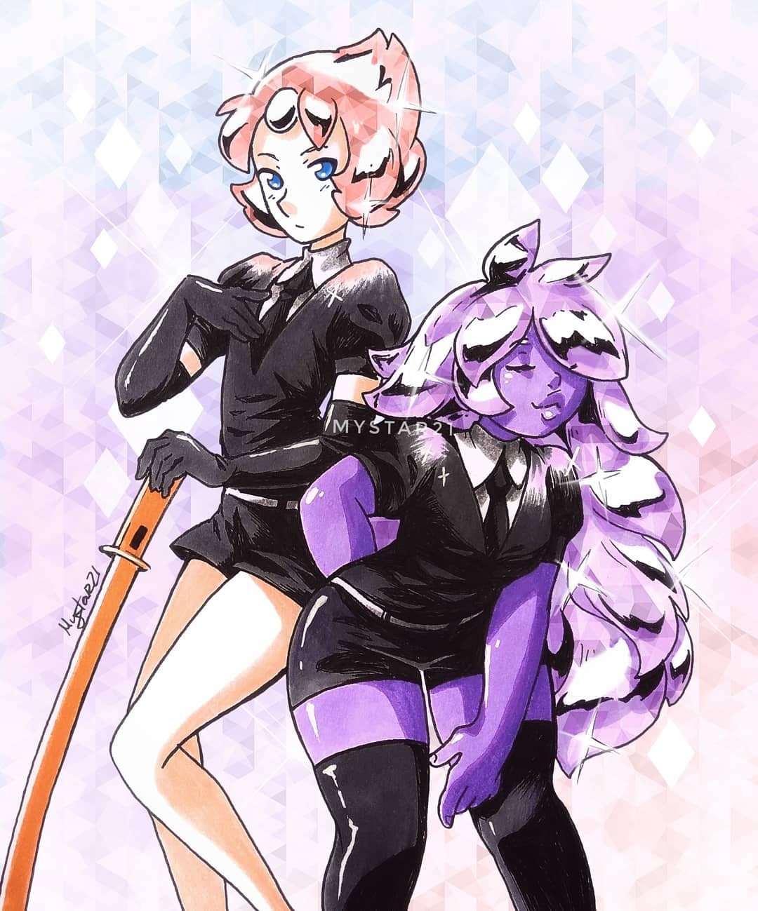 Houseki Pearl & Amethyst 💎💞 I love making crossovers with Steven Universe, and I love SU and Houseki no Kuni so much 😻💞 ➡ More on: http://instagram.com/mystar21
