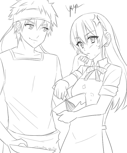 yaya–chann - Erina and Souma sketch by me