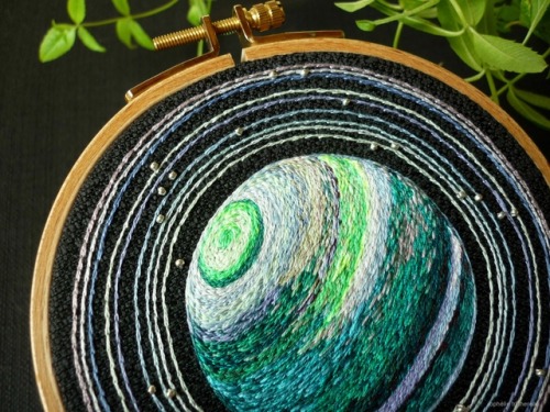 sosuperawesome:Solar System and Planets Embroidery, by Ophelie...