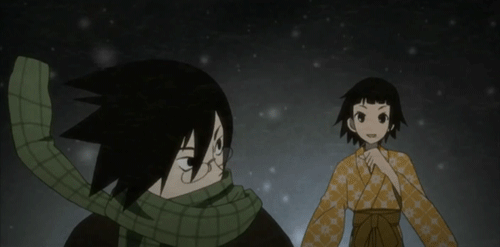 Really neat anime aesthetic - screened in, unmoving patterns for clothing or other textures