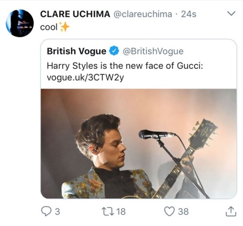 clareandsarahupdates - Clare replying to Vogue’s tweet about Harry...